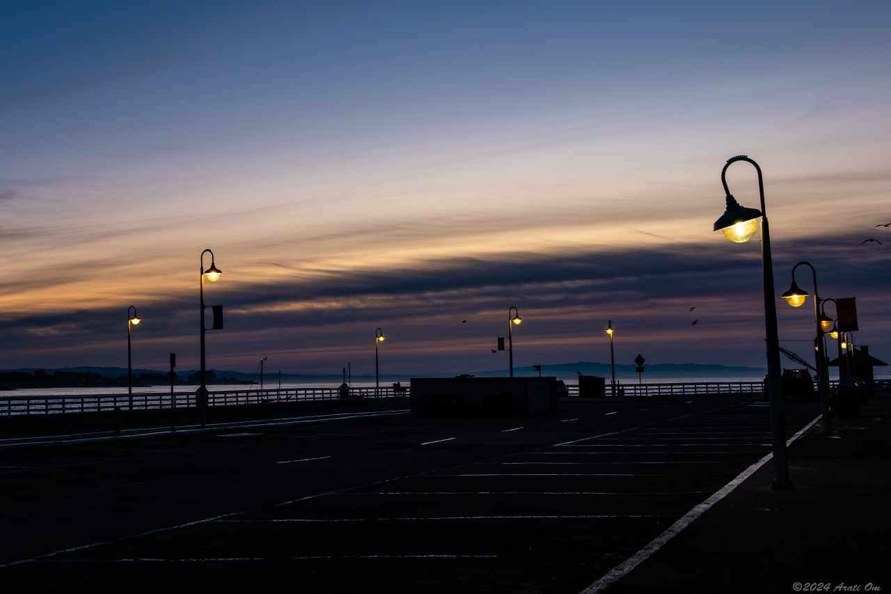 Street lamps at dawn –    Santa Cruz wharf&nbsp;-2024